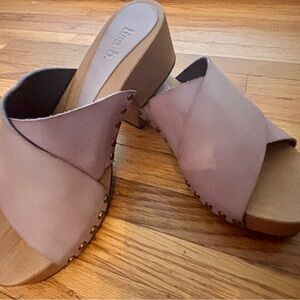 Lisa B. Blush Crossband Platform Mules